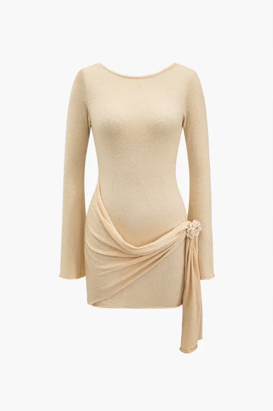 Solid Knit Asymmetrical Appliques Kjole sold by Micas