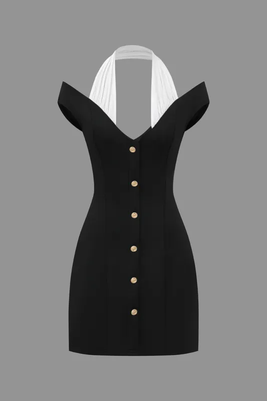 Contrast Mesh Halter Mini Dress sold by Micas