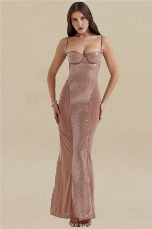 Contrast Mesh Slip Bustier Maxi Dress sold by Micas