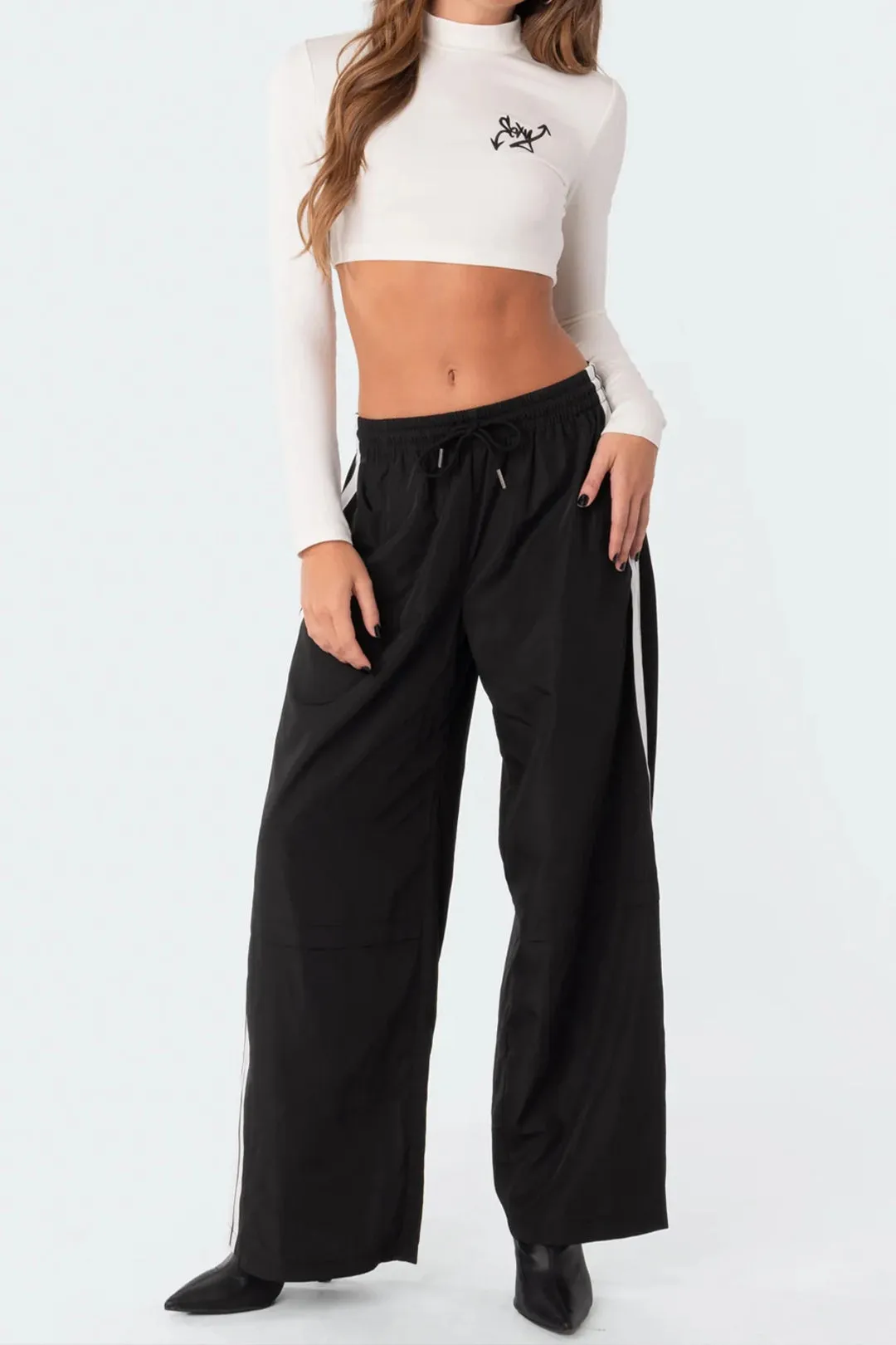 Color Block Print Stripe Wide Leg Trousers sold by Micas