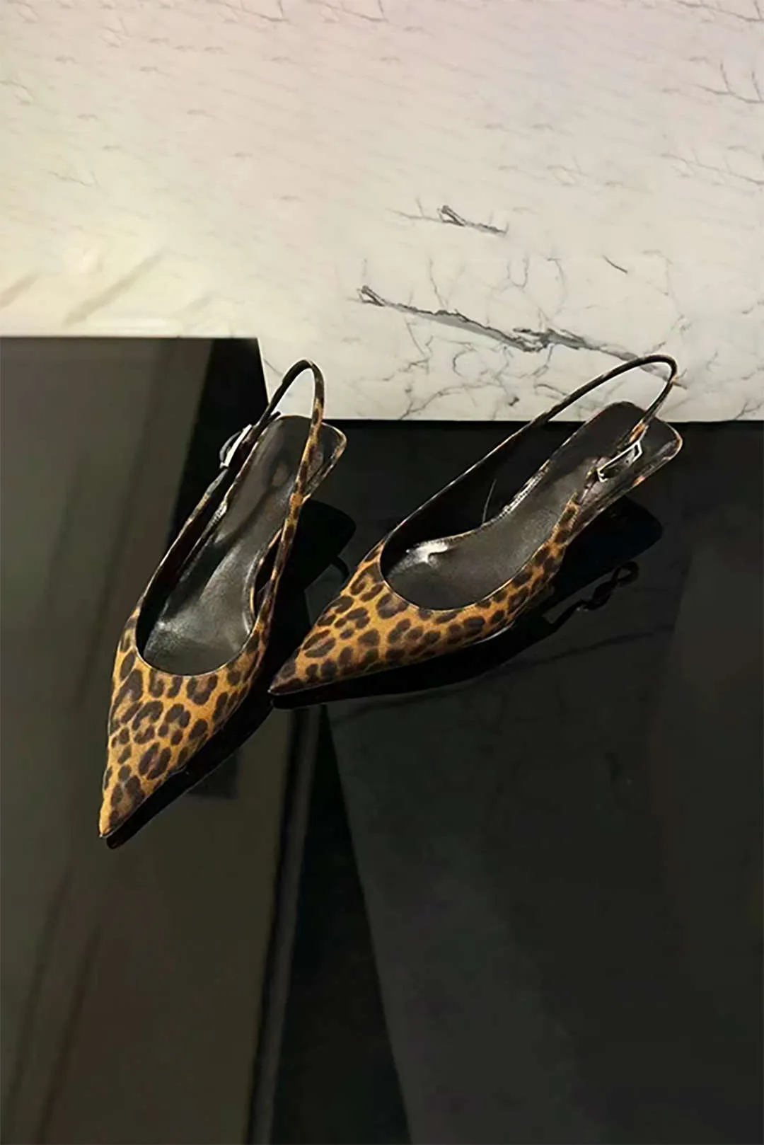 Leopard Faux Leather Pointed Toe Low Heel Shoes sold by Micas product image thumbnail 3