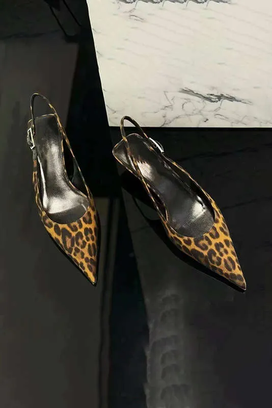 Leopard Faux Leather Pointed Toe Low Heel Shoes sold by Micas product image thumbnail 2