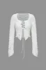 Solid Cut Out Tie Up Long-Sleeve Top sold by Micas