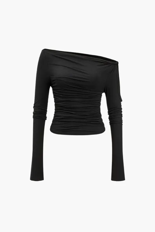 Solid Cut Out Twist Knot langærmet top sold by Micas