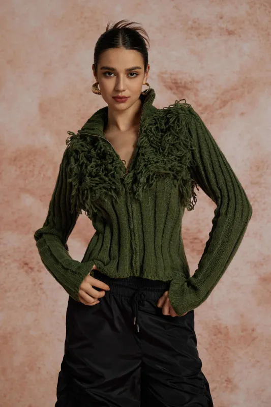 Solid sweater med lynlås og langærmet top sold by Micas