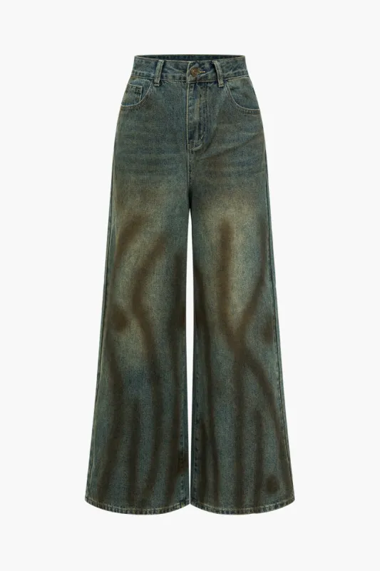 Retro beskidte brede ben jeans sold by Micas