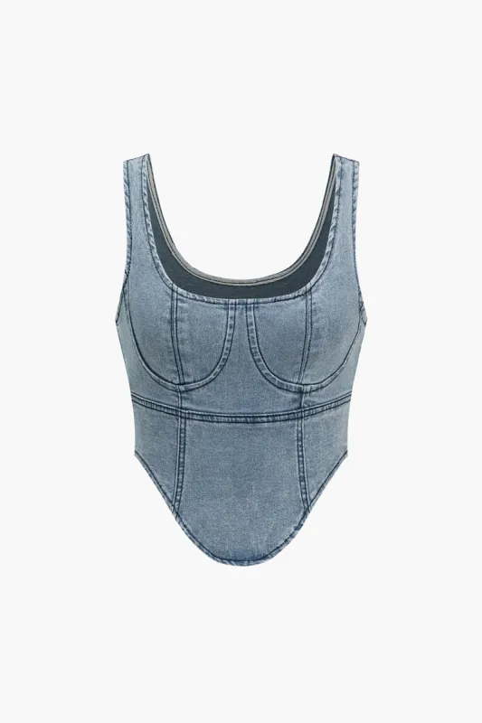 Denim tank top sold by Micas