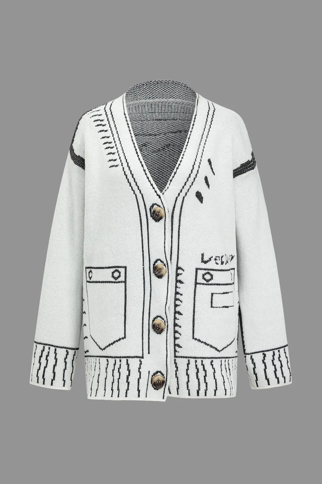 Line Pattern Sweater Cardigan sold by Micas