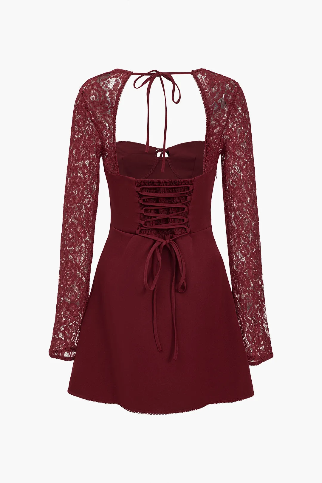 Lace Patchwork Lace Up Mini Dress sold by Micas product image thumbnail 2