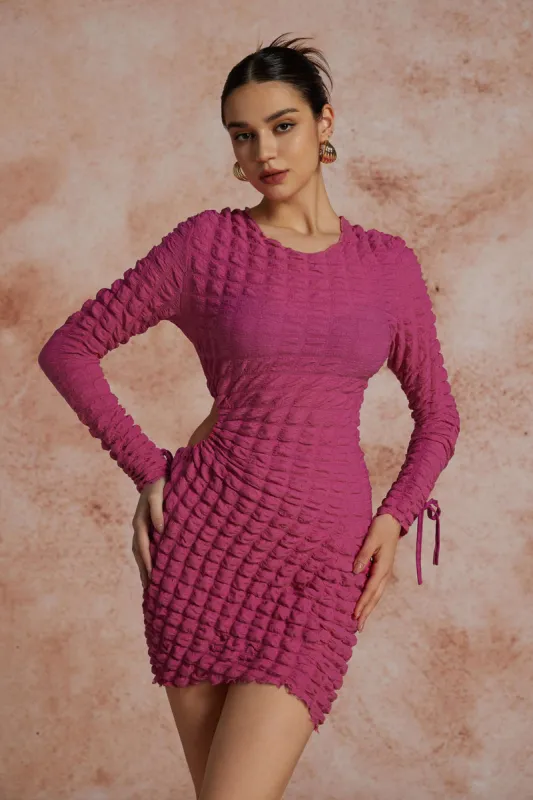 Puff Texture langærmet minikjole sold by Micas