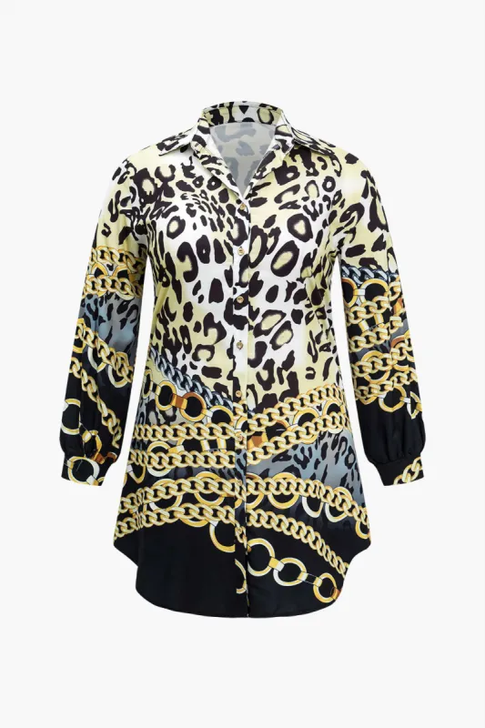Plus Size Baroque Print Button Mini Dress sold by Micas