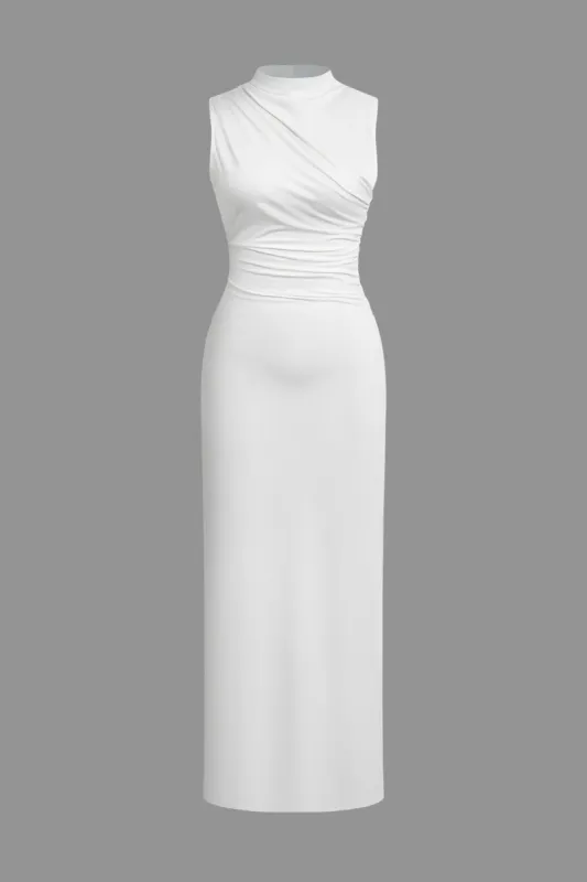 Solid Ruched Maxi -kjole sold by Micas