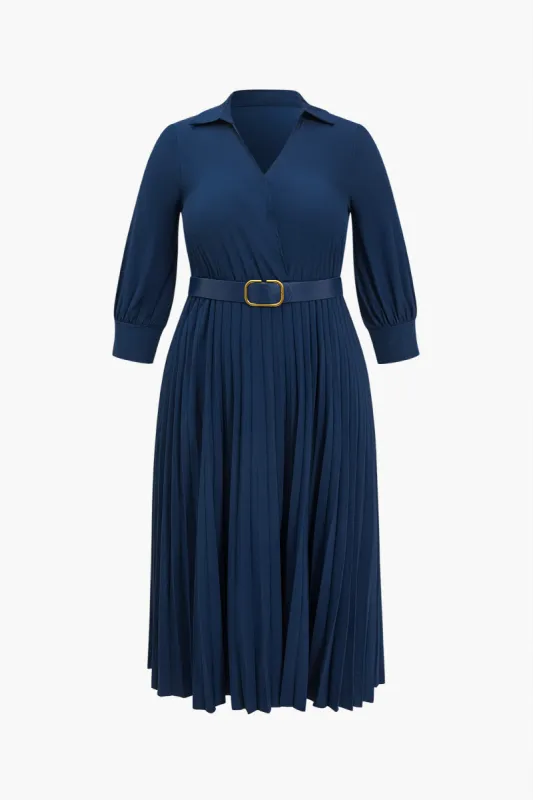 Plus Size Solid Button Belted Maxi Dress sold by Micas
