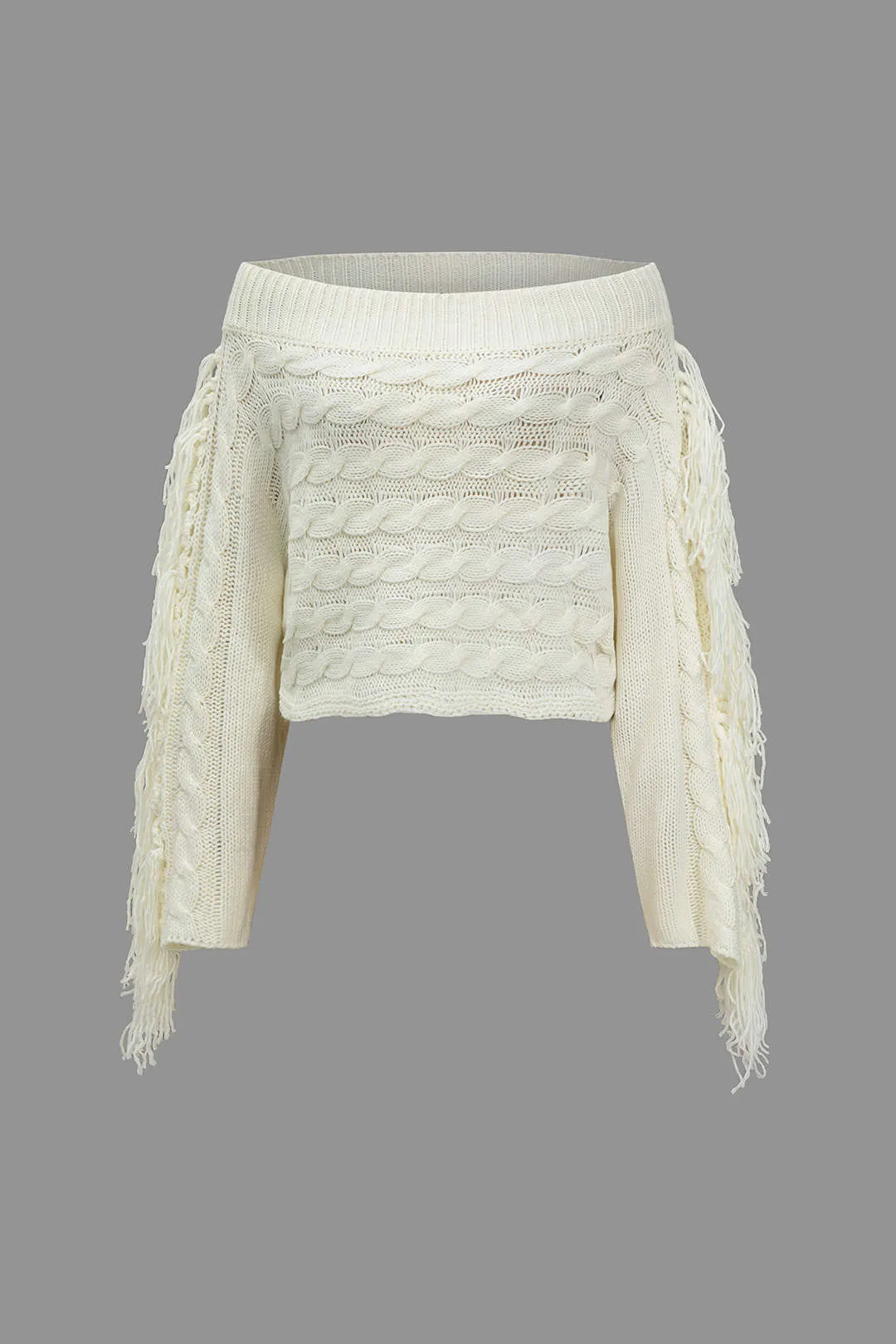 Solid Sweater Fringe Long-Sleeve Top sold by Micas product image thumbnail 2