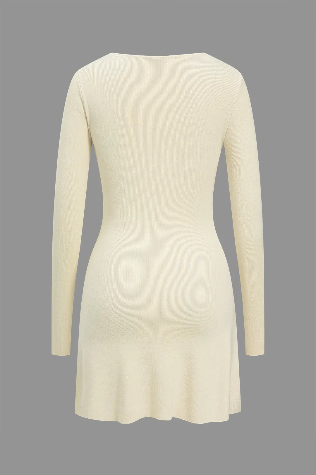 Solid Knit Buttton V-Neck Mini Dress sold by Micas product image thumbnail 2
