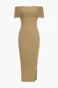 Solid off skulderstrik midi kjole sold by Micas