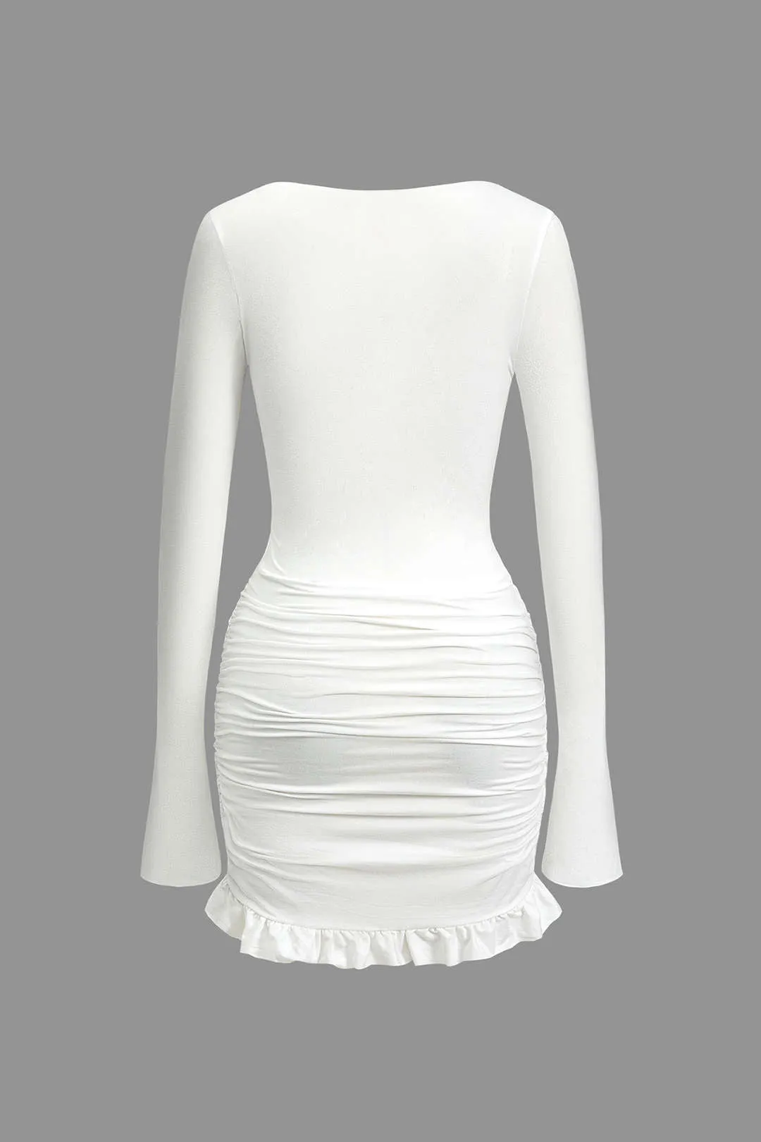 Solid Flæse Ruched Twist Langærmet Mini Kjole sold by Micas product image thumbnail 2