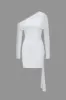 Solid Asymmetrical Ruched Mini Dress sold by Micas