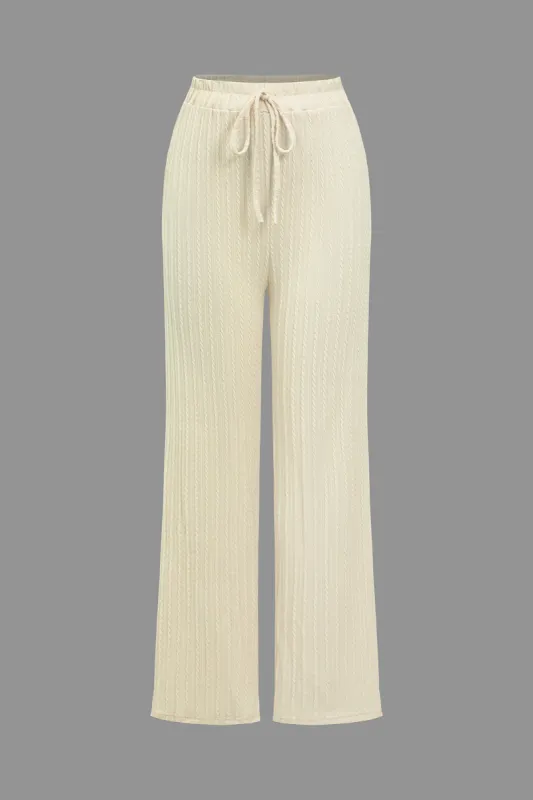 Basic Solid Waist Tie Højtaljede Bukser sold by Micas