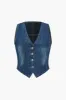 Denim V-hals vest sold by Micas