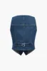 Denim V-hals vest sold by Micas