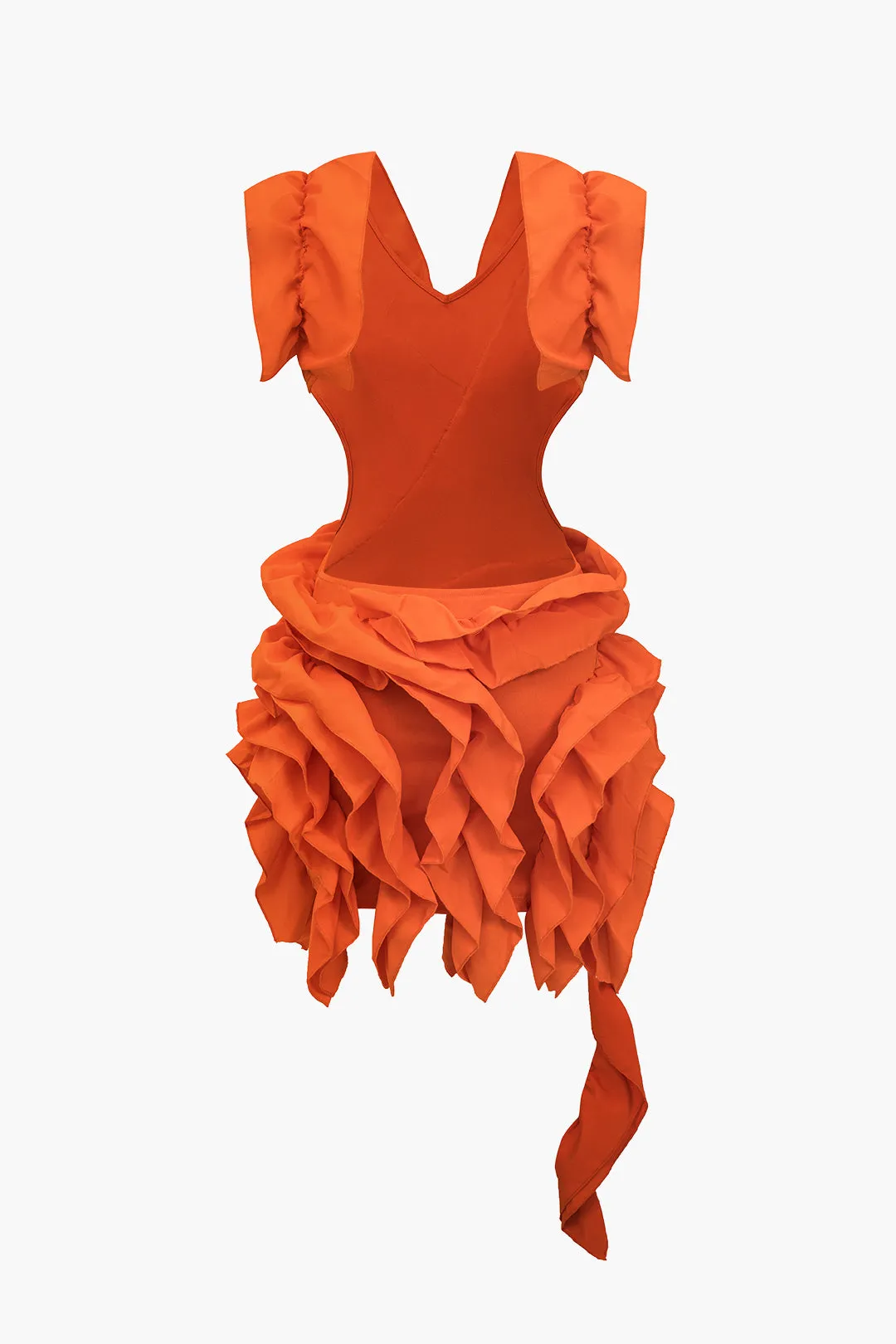 Solid rygfri plisseret ruffle midi kjole sold by Micas product image thumbnail 2