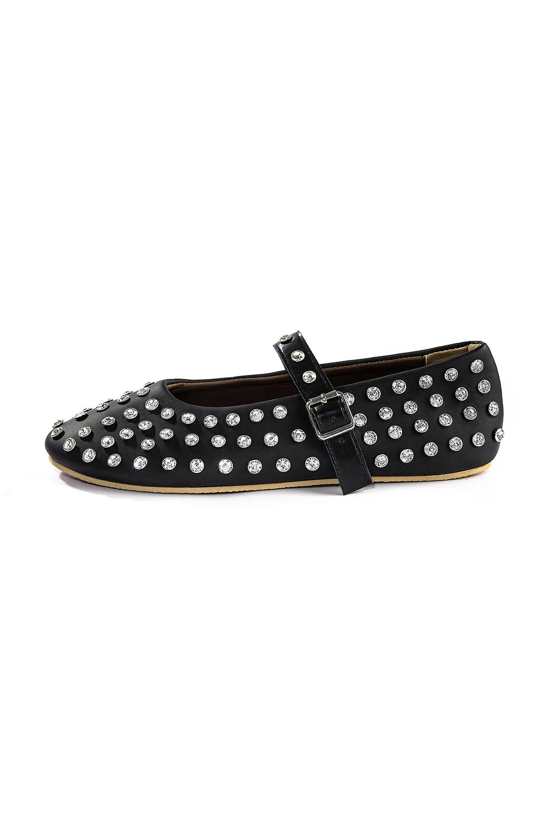 Faux Leather Rhinestone Almond Toe Flats sold by Micas product image thumbnail 4