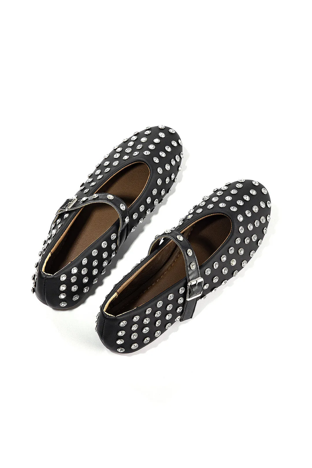 Faux Leather Rhinestone Almond Toe Flats sold by Micas product image thumbnail 2