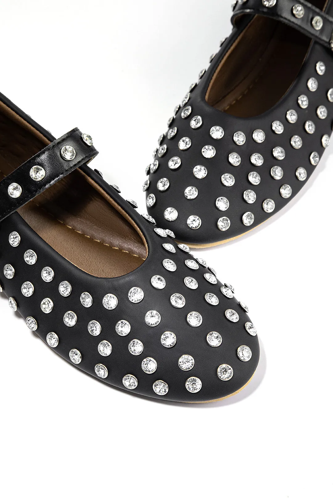 Faux Leather Rhinestone Almond Toe Flats sold by Micas product image thumbnail 3