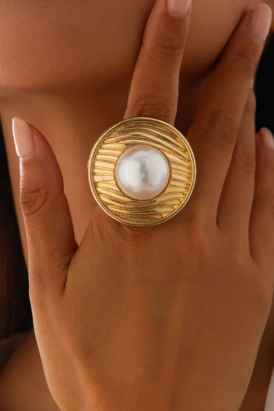 Metal Imitated Pearl Exaggerated Rings sold by Micas