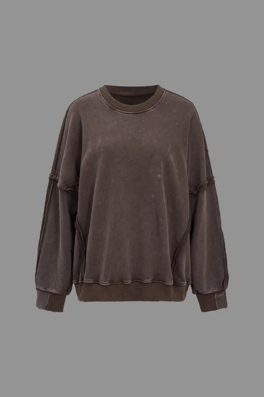 Solid Frayed Sweatshirt sold by Micas
