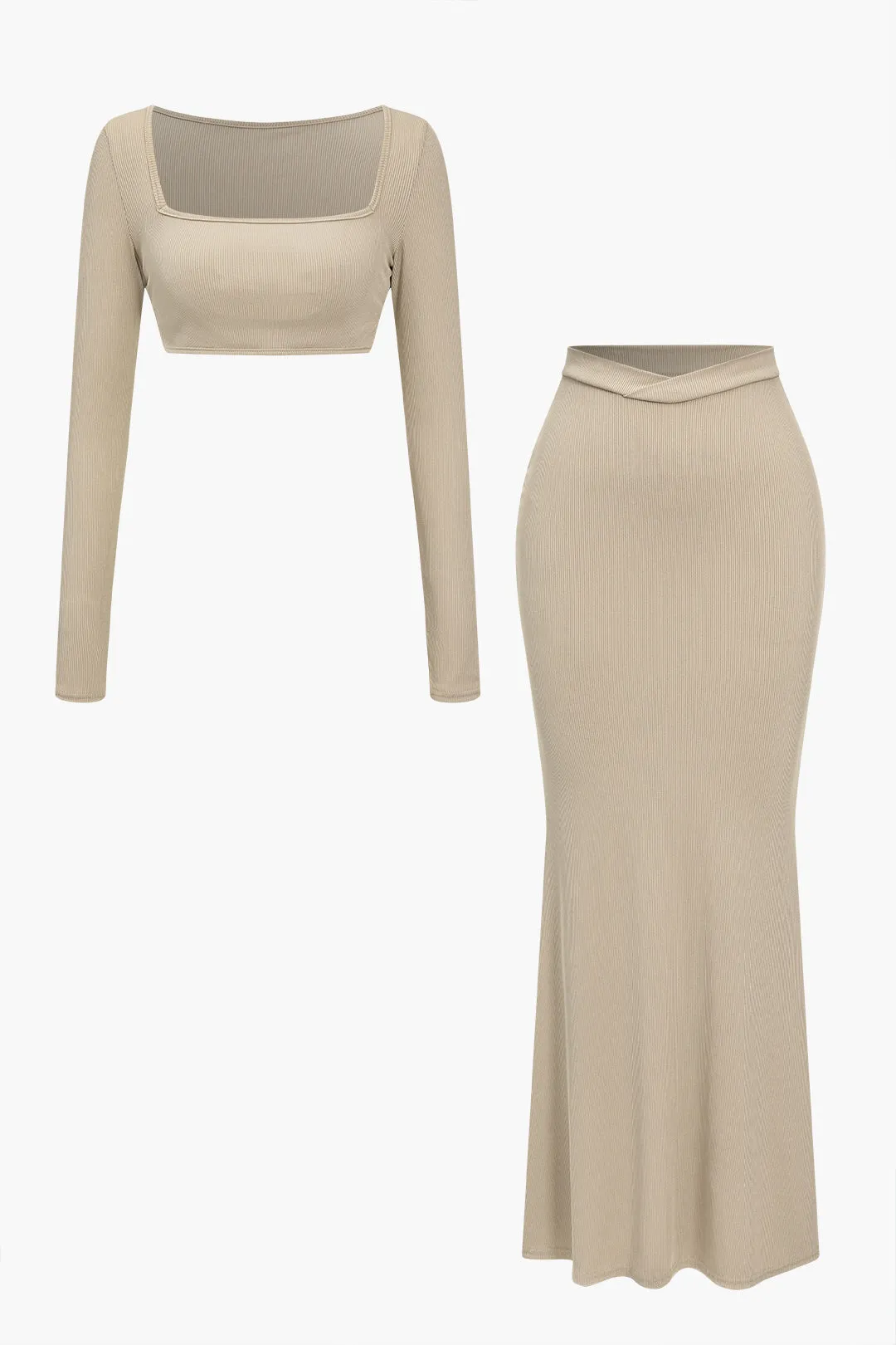 Grundlæggende solid firkantet hals top og havfrue nederdel sold by Micas