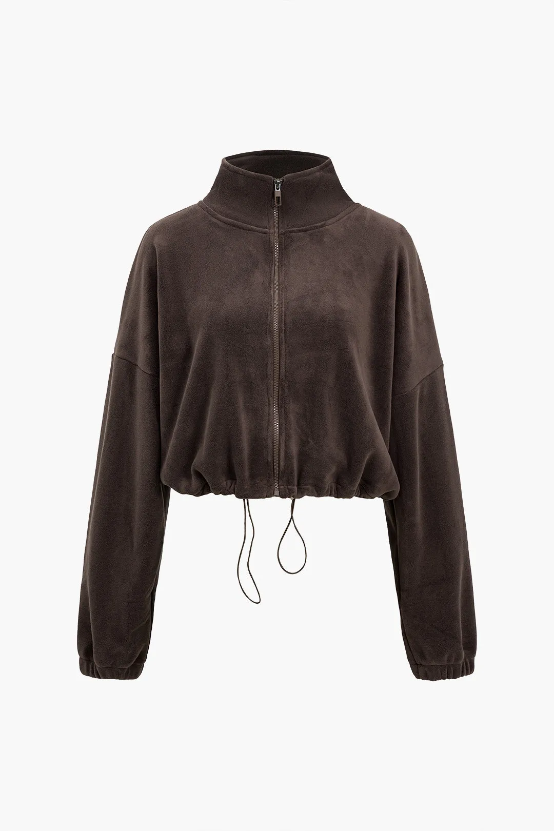 Solid jakke med lynlås med snoretræk sold by Micas