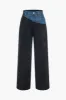 Patchwork Denim Colour Block Zipper Jeans sold by Micas