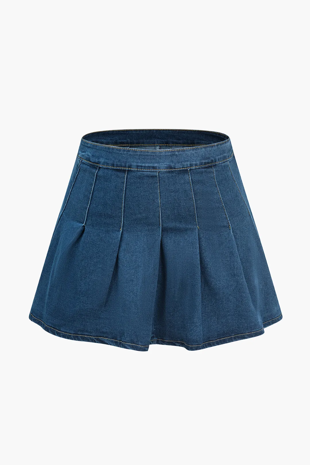 Plus Size Solid Denim Pleated Mini Dress sold by Micas