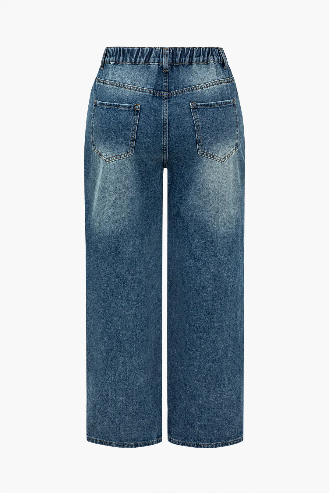 Plus Size Button Zipper High Waist Straight Leg Jeans sold by Micas product image thumbnail 2