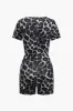 Leopard Print Short Sleeve V-Neck Romper sold by Micas