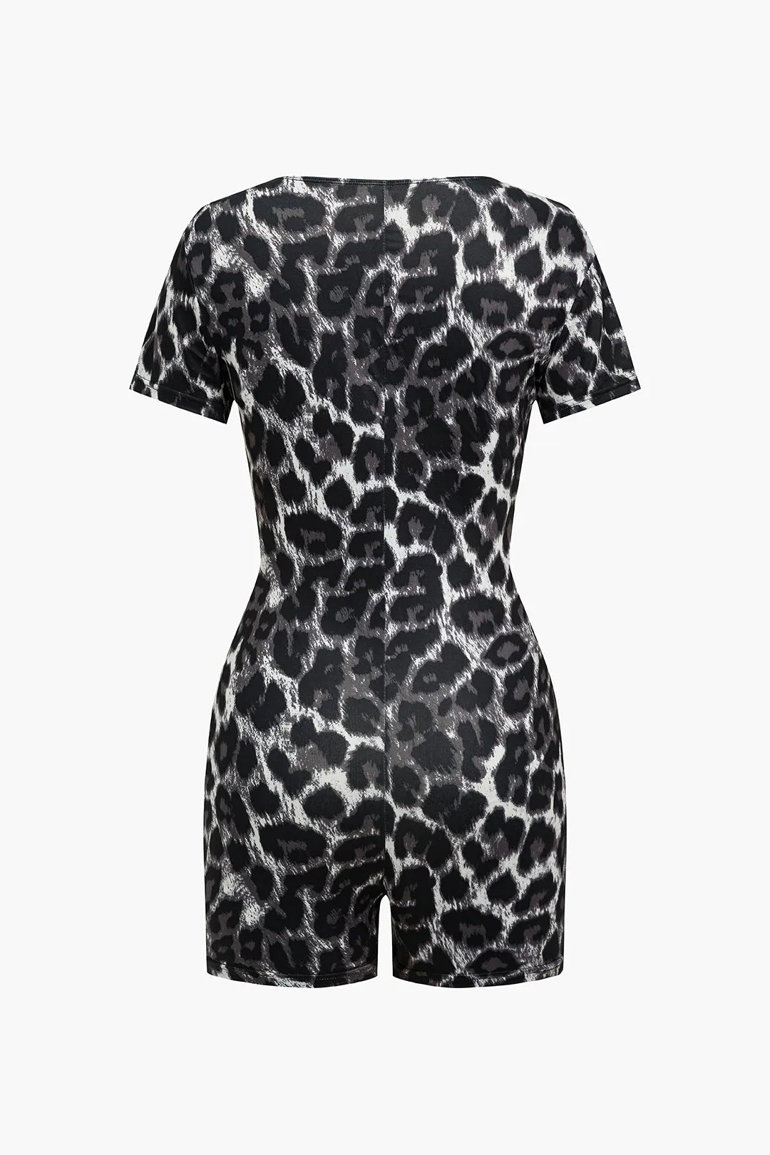 Leopard Print Short Sleeve V-Neck Romper sold by Micas product image thumbnail 2