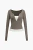 Color Block Button Long-Sleeve Top sold by Micas