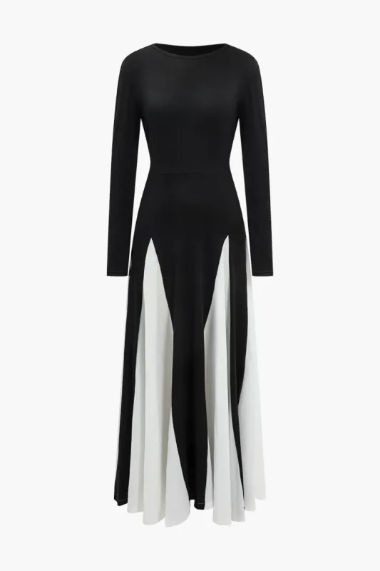 Color Block Long Sleeve Maxi Dress sold by Micas