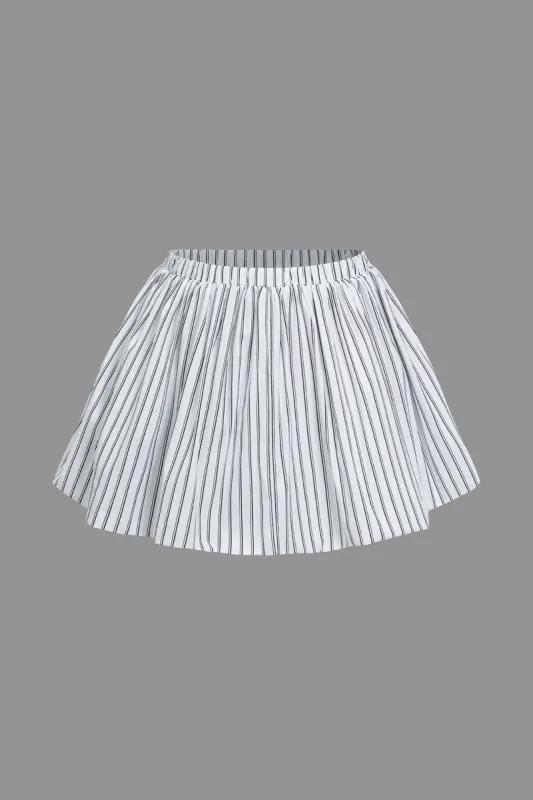 Grundlæggende stribe print puff mini nederdel sold by Micas