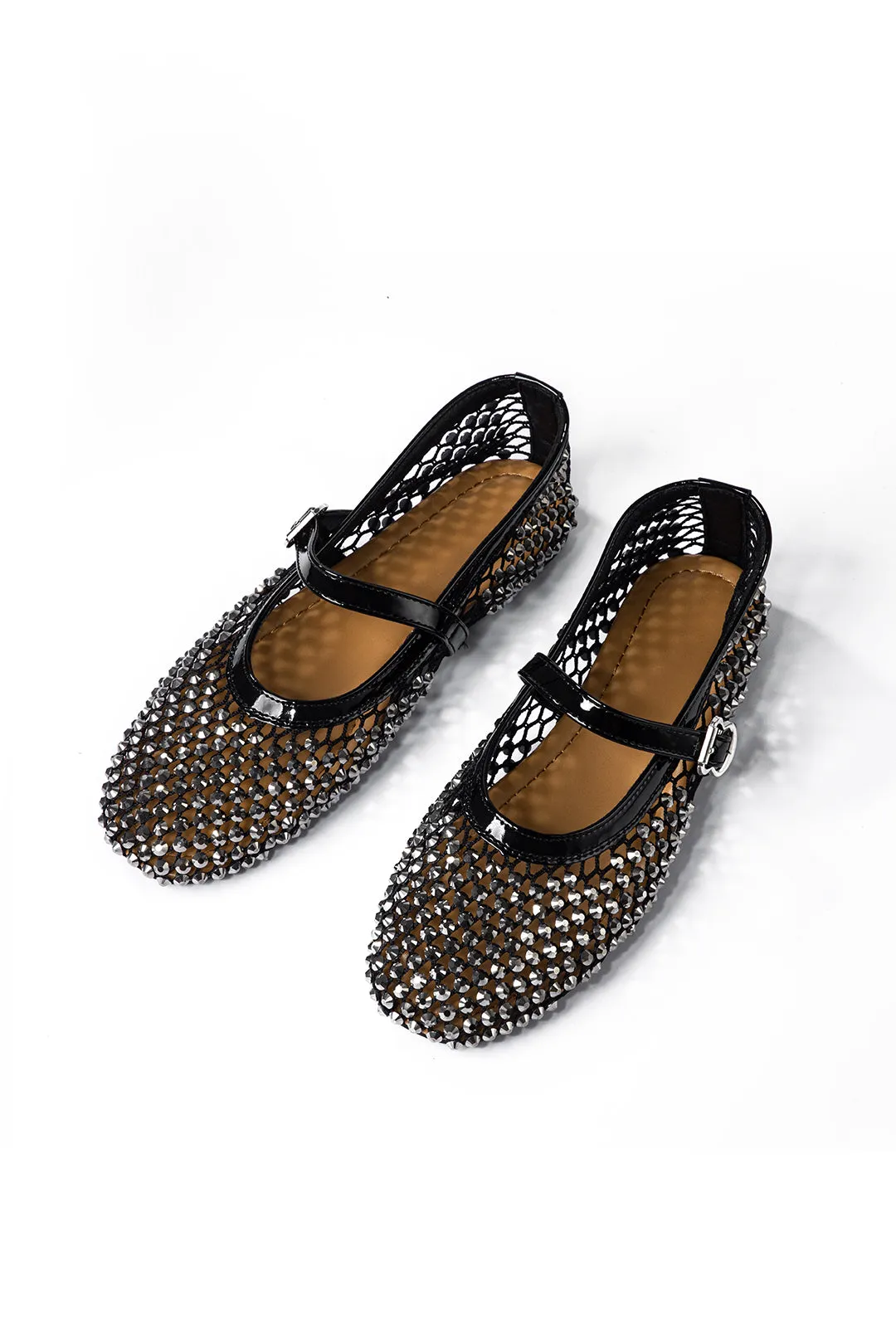 Cut Out Rhinestone Almond Toe Flats sold by Micas