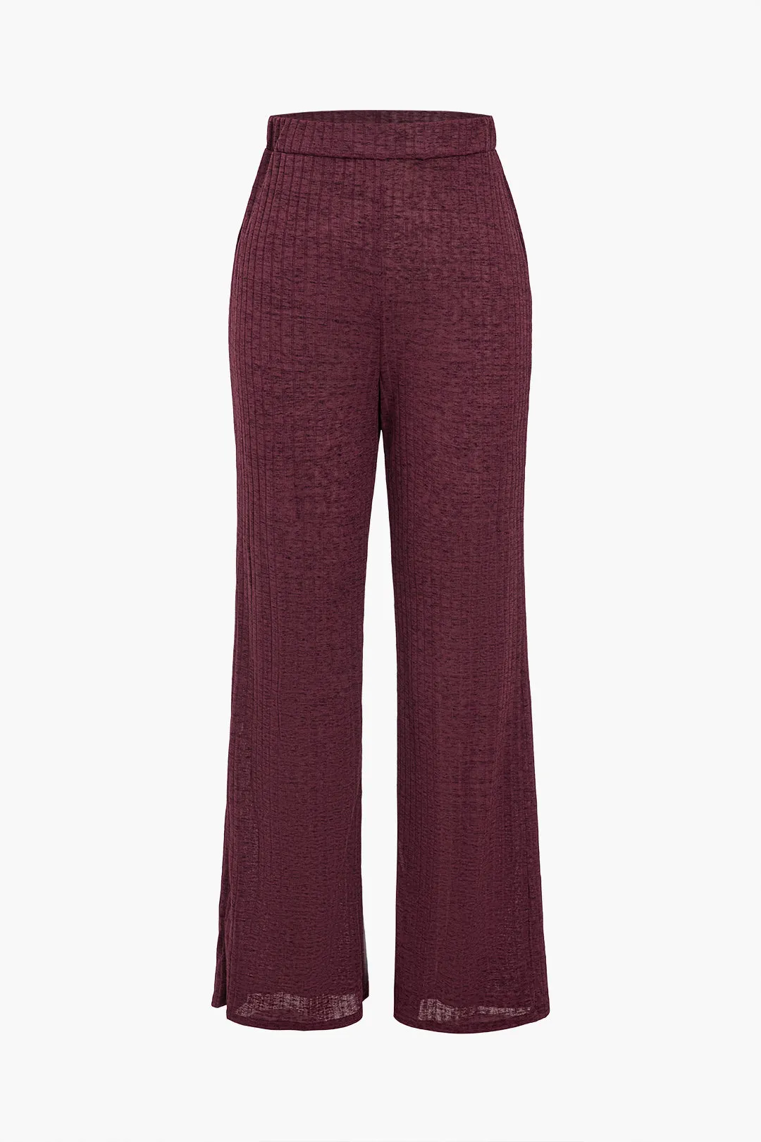 Grundlæggende solid ribbed strik tank top og bukser og lange ærmer cardigan sæt sold by Micas product image thumbnail 3