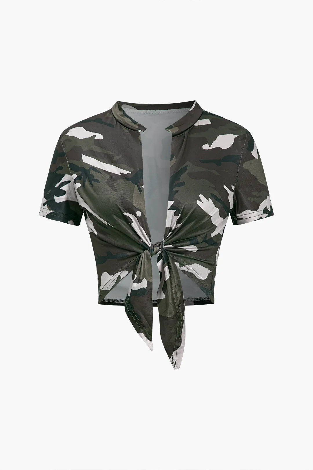 Camo Print Frynse Pocket Top Og Bukse Sæt sold by Micas product image thumbnail 2