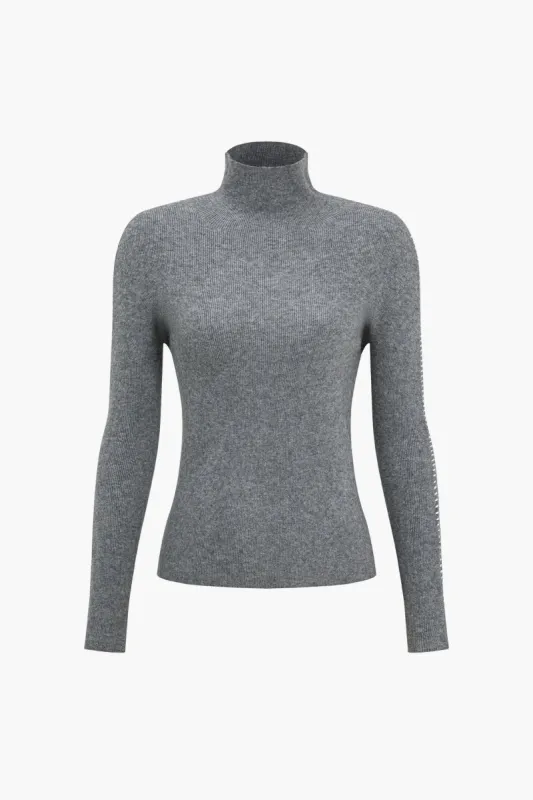 Basic Solid Seamless High-Neck Long-Sleeve Top sold by Micas