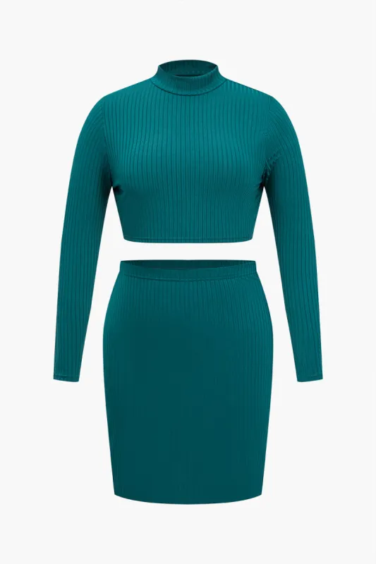 Plus Size Solid Skirt Set sold by Micas