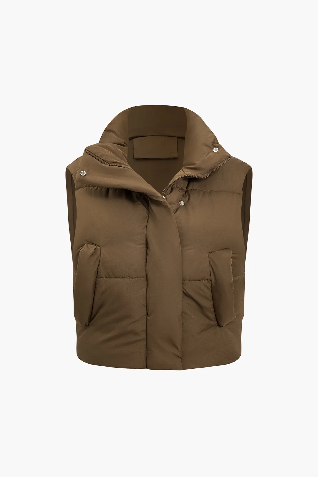 Plus Size Solid Button Padded Puffer sold by Micas