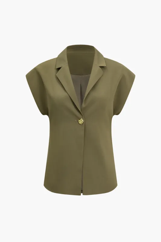 Solid V-neck Button Jacket sold by Micas