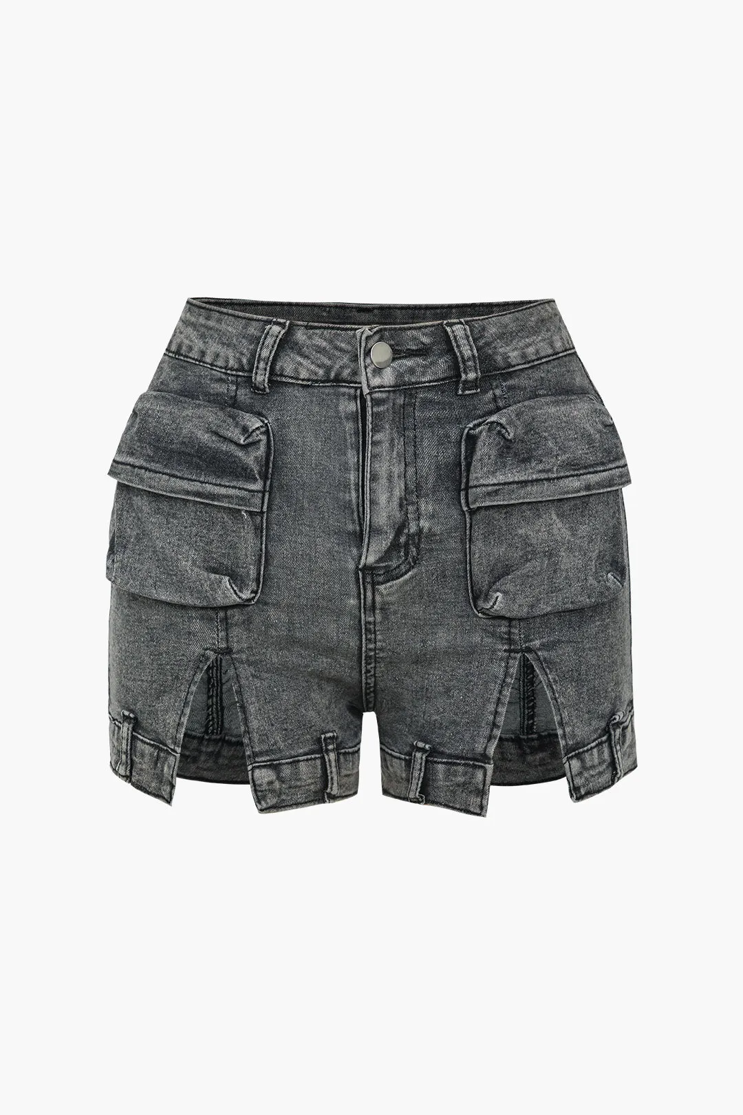 Solid Washed Pocket Denim Tube Top And Shorts Set sold by Micas product image thumbnail 5