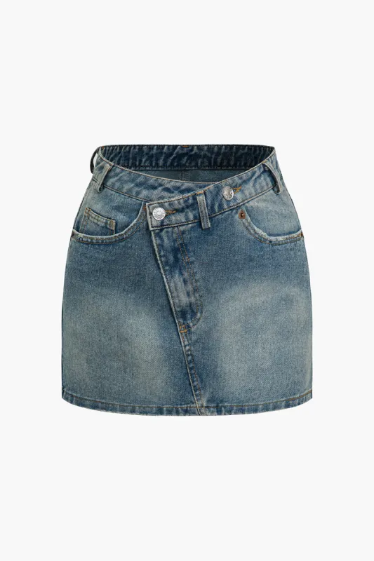 Denimnederdel med solid vasket lomme med lynlås sold by Micas